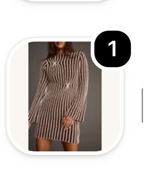 12th Tribe Brown and Cream Striped Long-Sleeve Mini Dress